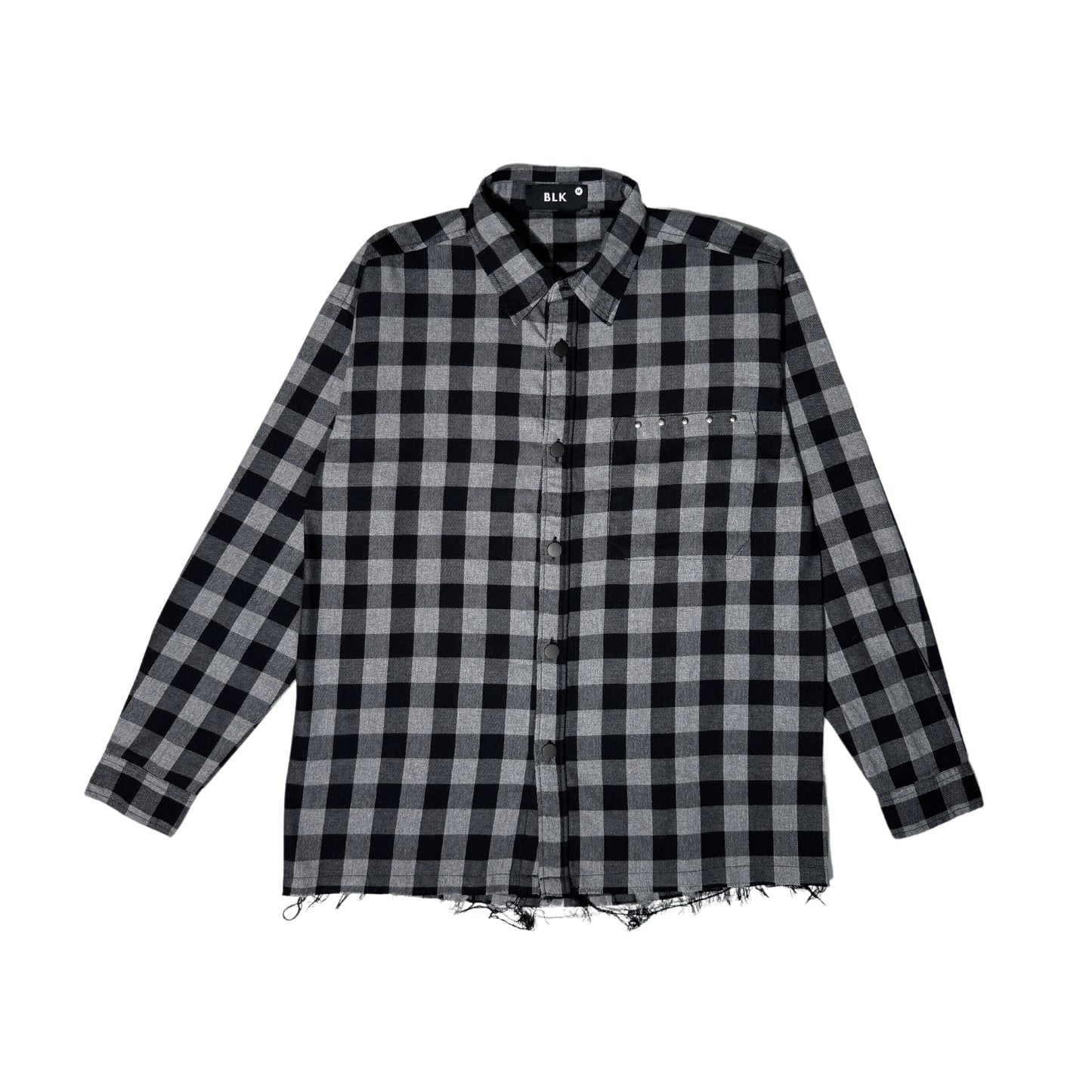 Skull Print Grey Check Classic Shirt