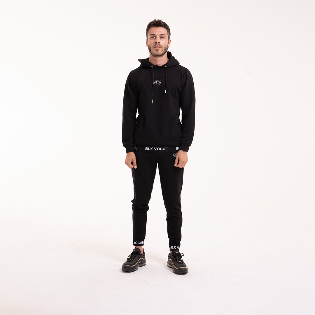 Signature Tape Slim Fit  Tracksuit Black Hoodie