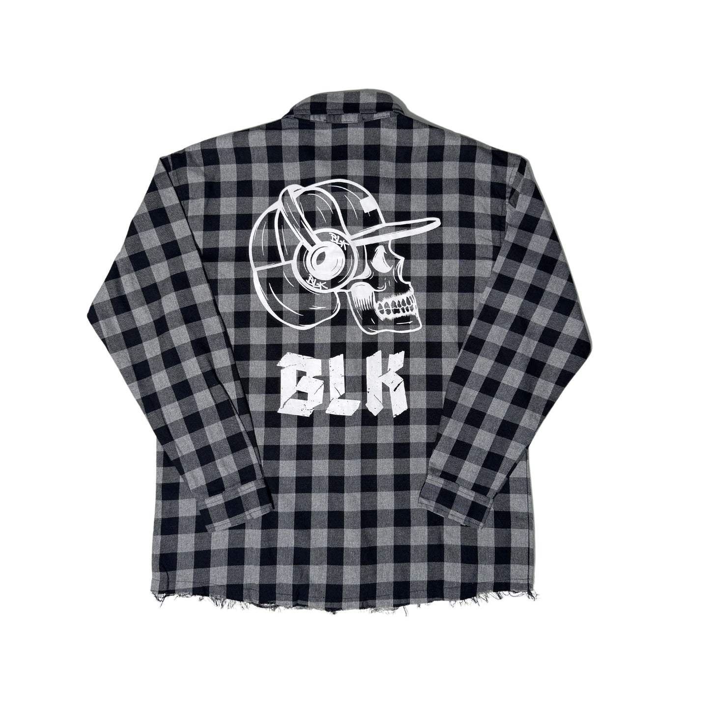 Skull Print Grey Check Classic Shirt