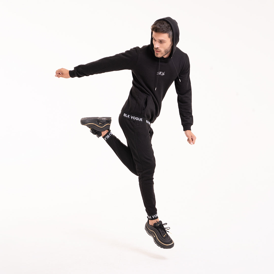 Signature Tape Slim Fit  Tracksuit Black Hoodie