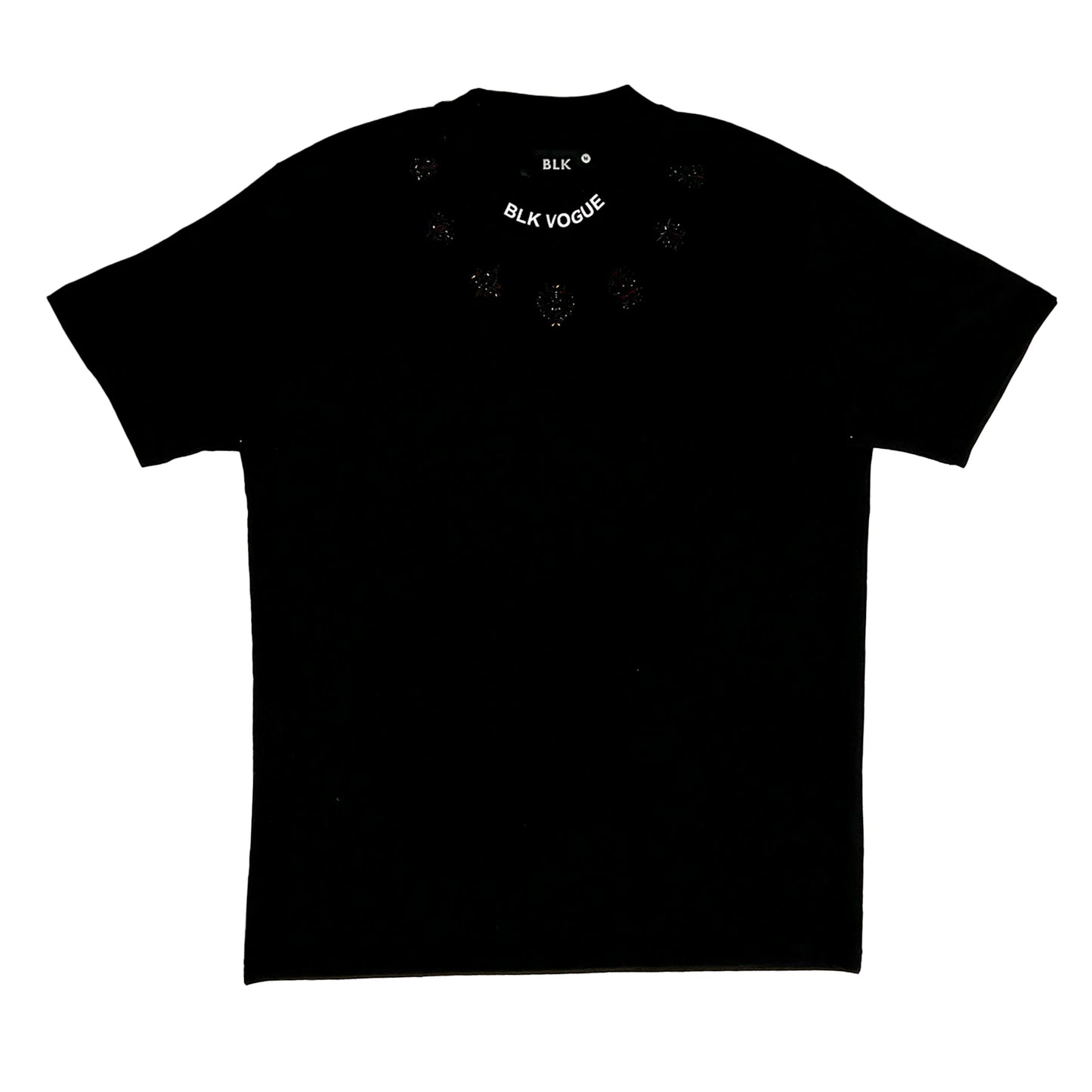 Black Embroidery Neck Tee