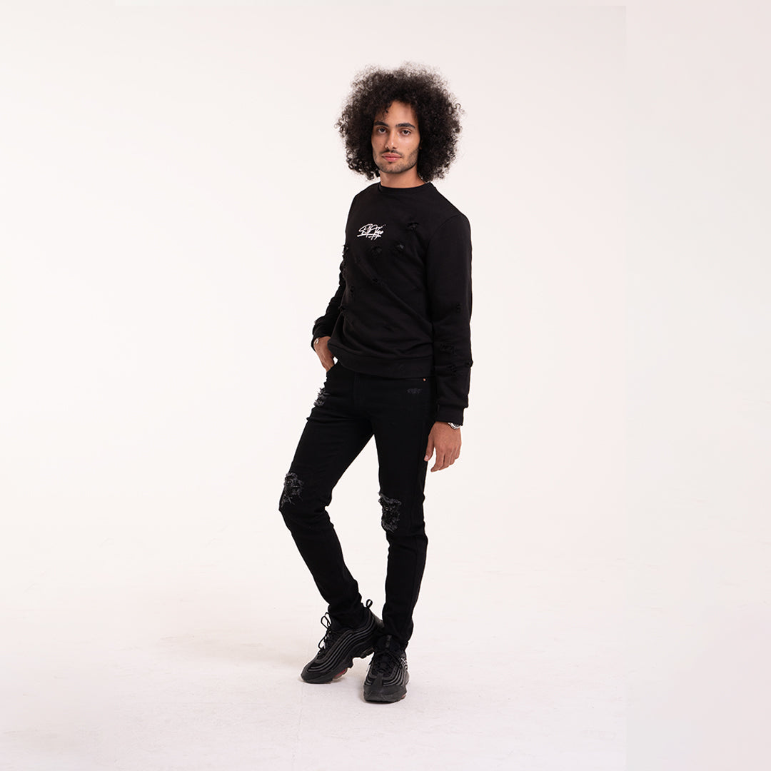 Distressed Reversible Sweatshirt