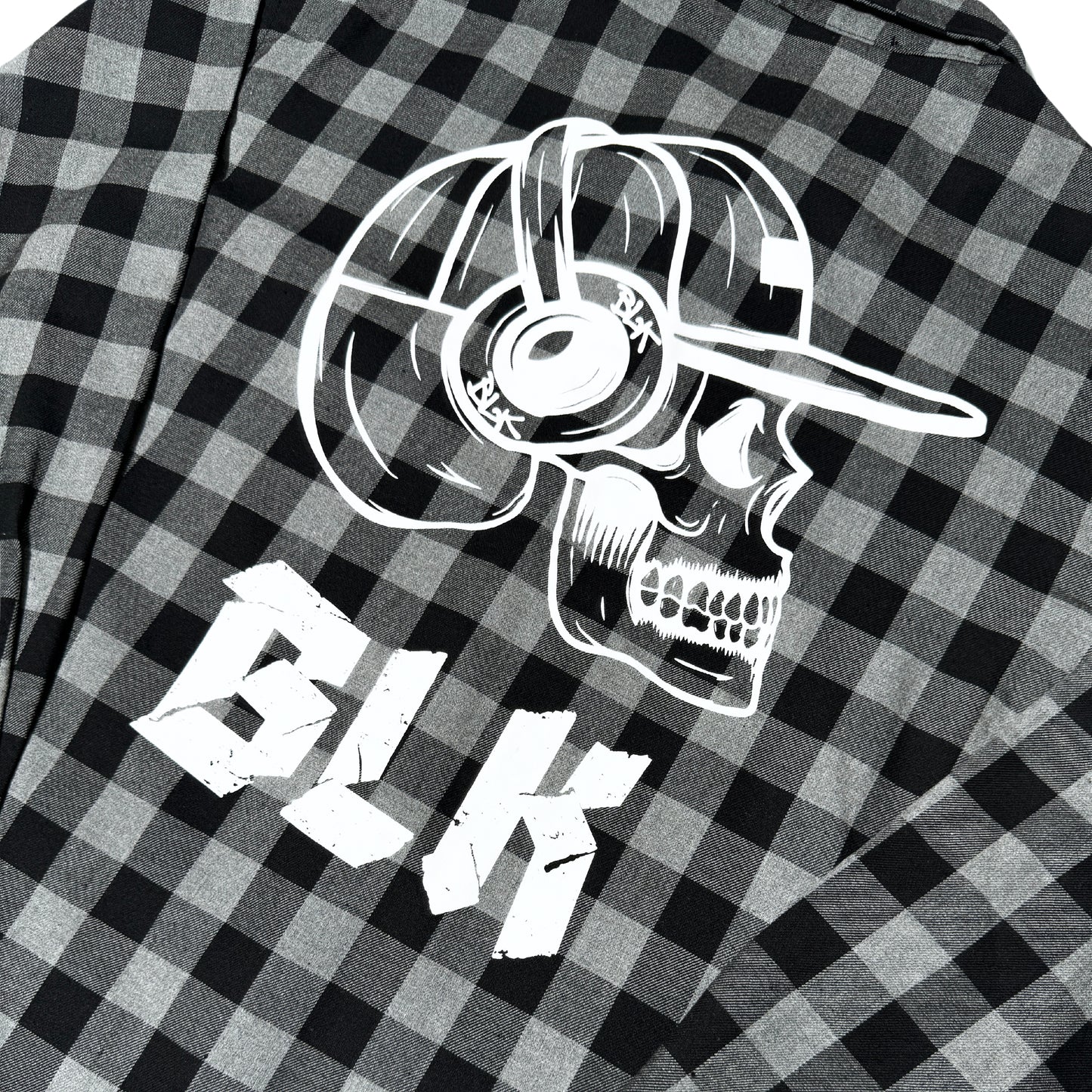 Skull Print Grey Check Classic Shirt