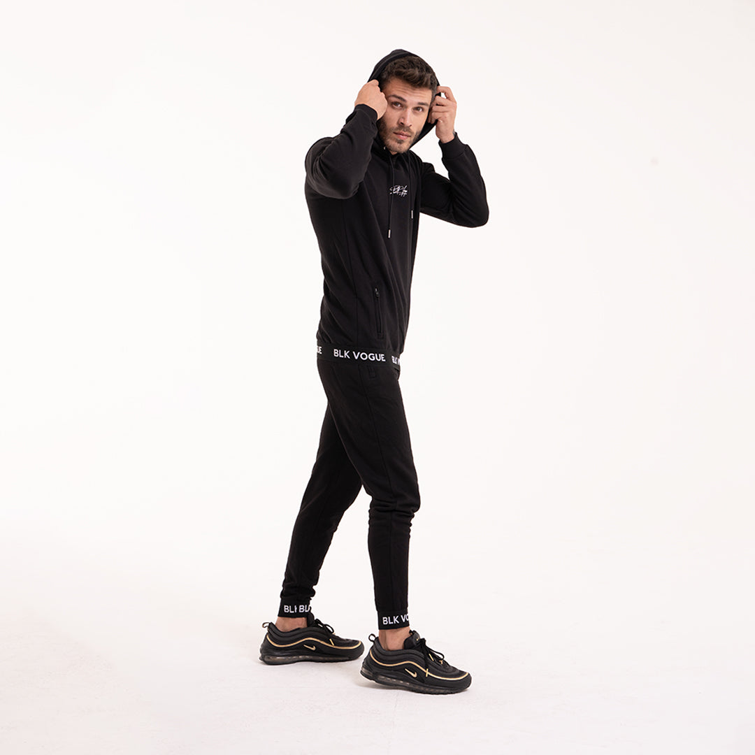 Signature Tape Slim Fit  Tracksuit Black Hoodie