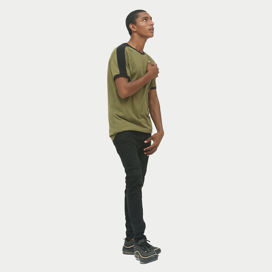 Olive Black Panel Tee