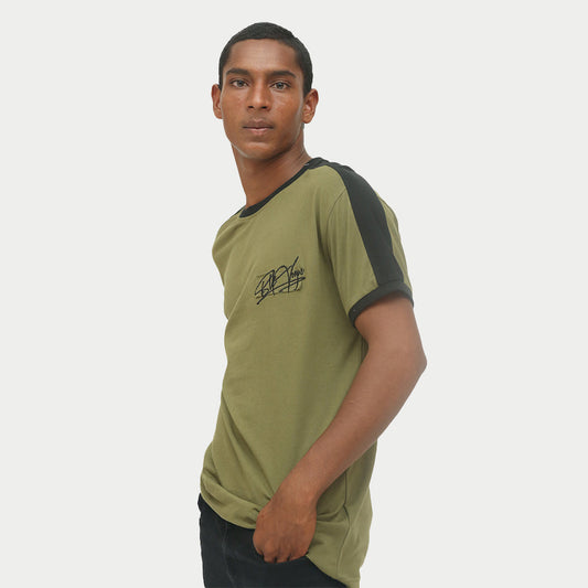 Olive Black Panel Tee