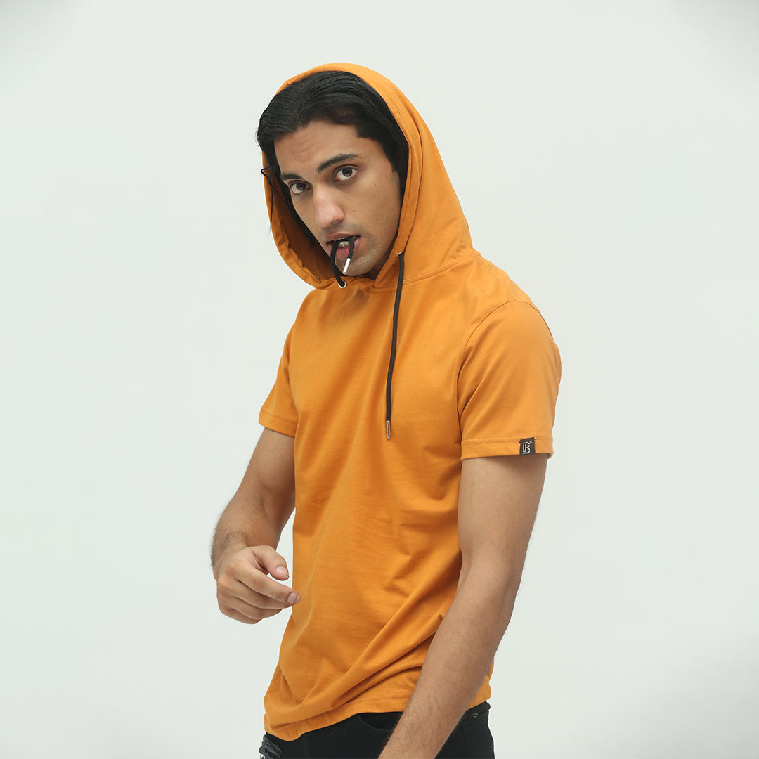 Orange Hoodie Half Sleeves