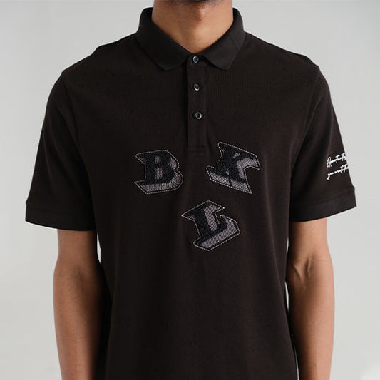 Black Embroidery Polo